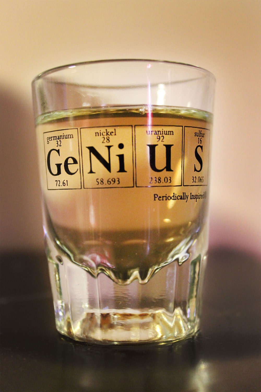 Periodic Table GENIUS Fluted Shot Glass by Periodically Inspired - Gift for Graduate