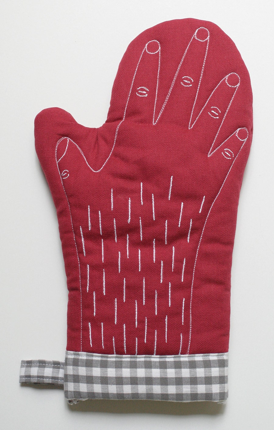 Dark Red Handmade Oven Glove