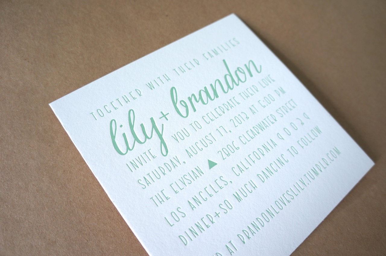 Custom Letterpress Wedding Invitations
