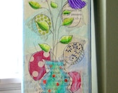 Original Acrylic Flower Painting - 3 x 9 home decor canvas - Inspire An Artful Life - on Etsy