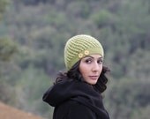 Women Crochet Beanie Hat with alpaca yarn, Green fashion, Adult handmade beret