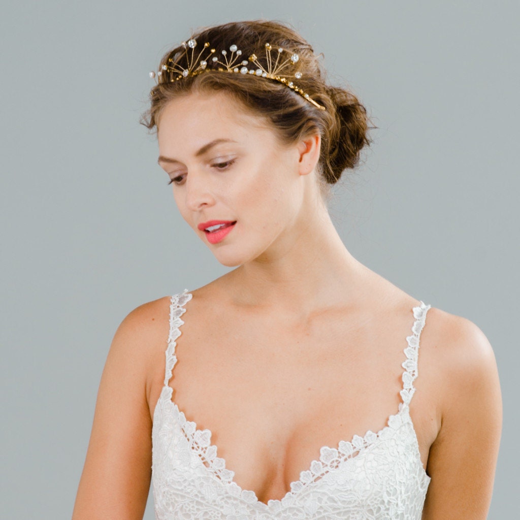 Rhinestone and Pearl Bridal Crown