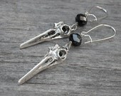 Bird Skull Earrings, Hummingbird Skull Earrings, Bird Skull Jewelry, Gothic Earrings, Gothic Jewelry,
