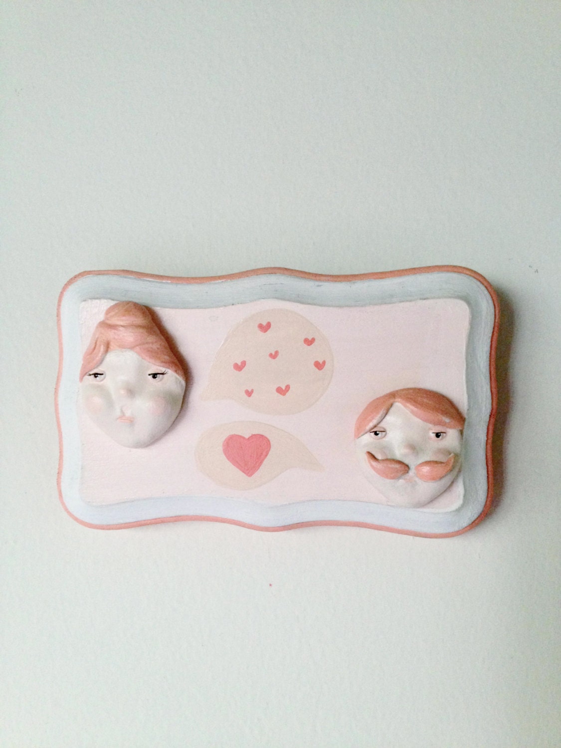 I Love You, Couple Sculpture, Funny Valentine, Coral, Mixed Media