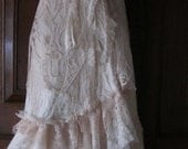 vintage inspired ivory brocade wrap skirt with pixie hem...a work of art and love..48" across...