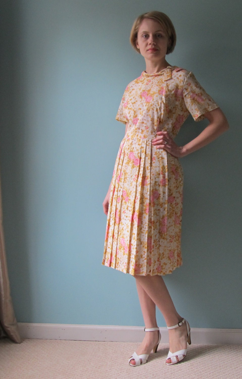 pleated 1950s easter party dress large