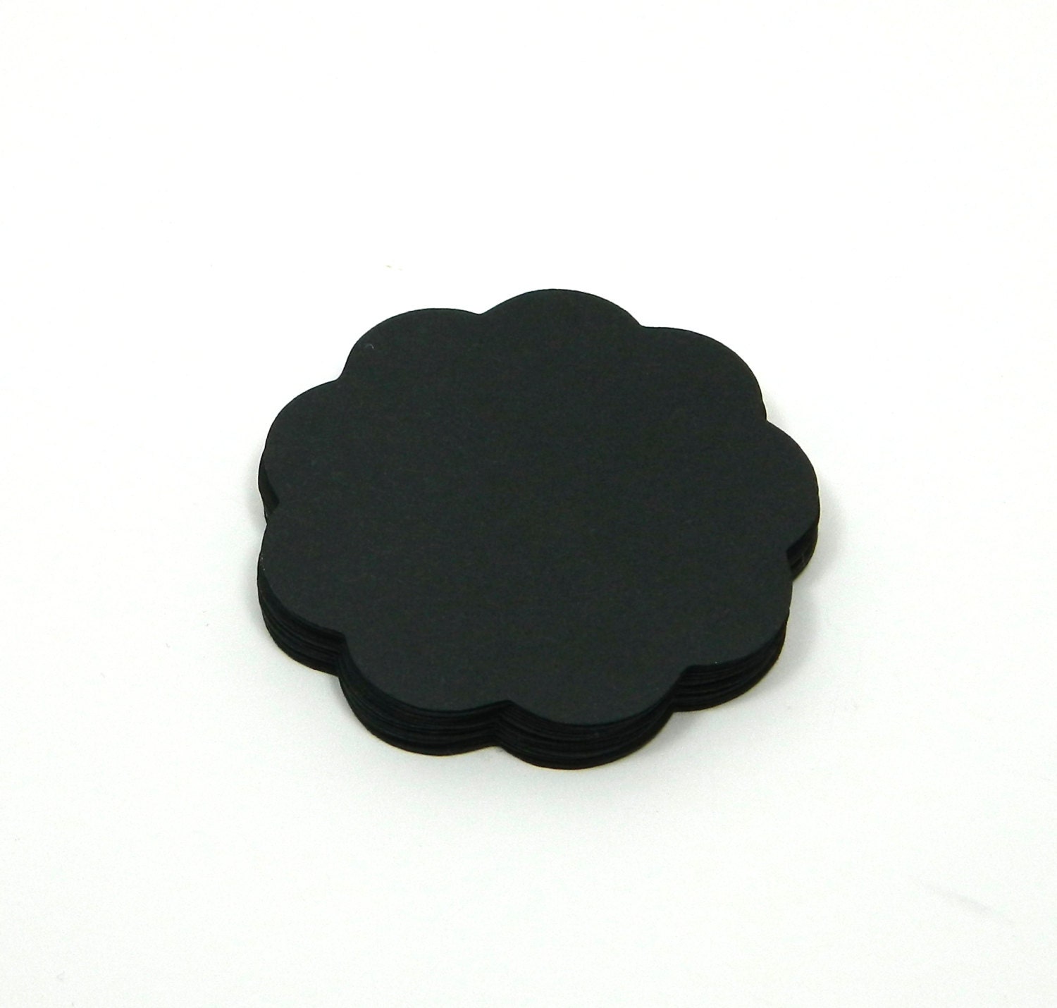 Black Scalloped Circle Tags Earring Cards Scallop Die Cuts