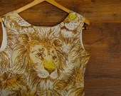 RAWR - Vintage Style Lion Dress - Handmade Upcycled Sustainable Cotton Sundress