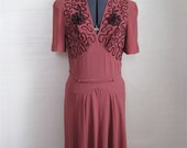 1940s Dress / Mauve Sequin Gown STUNNING