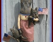 Miss Kitty Liberty & her kittens, Primitive Patriotic, Primitive cat, Folk Art cat, Patriotic Folk Art