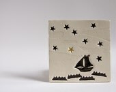 ceramic tile, Follow Your Own Star, white wall hanging artwork tile. Home decor, nursery room, kids room wall art.