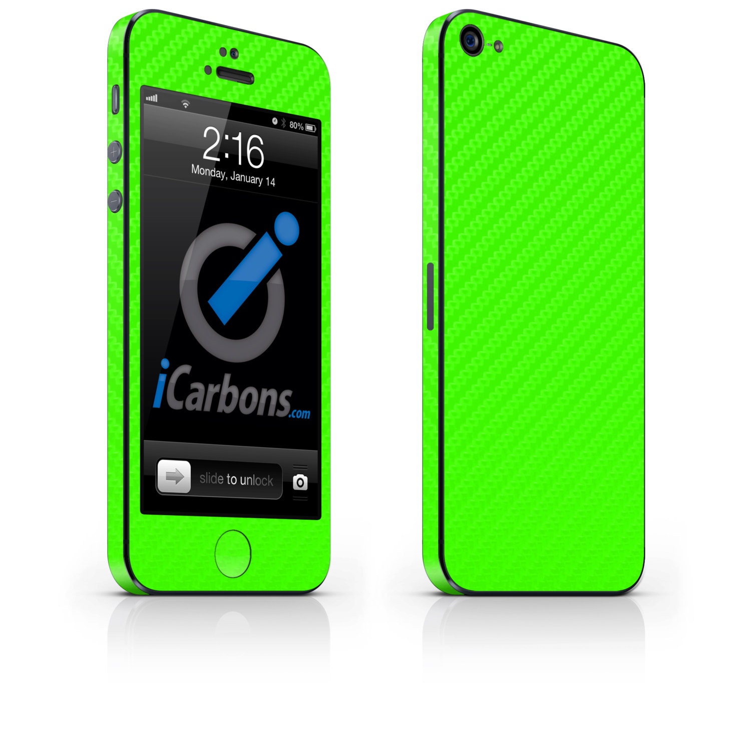 iCarbons Green IPhone 5 Carbon Fiber Skin FULL COMBO