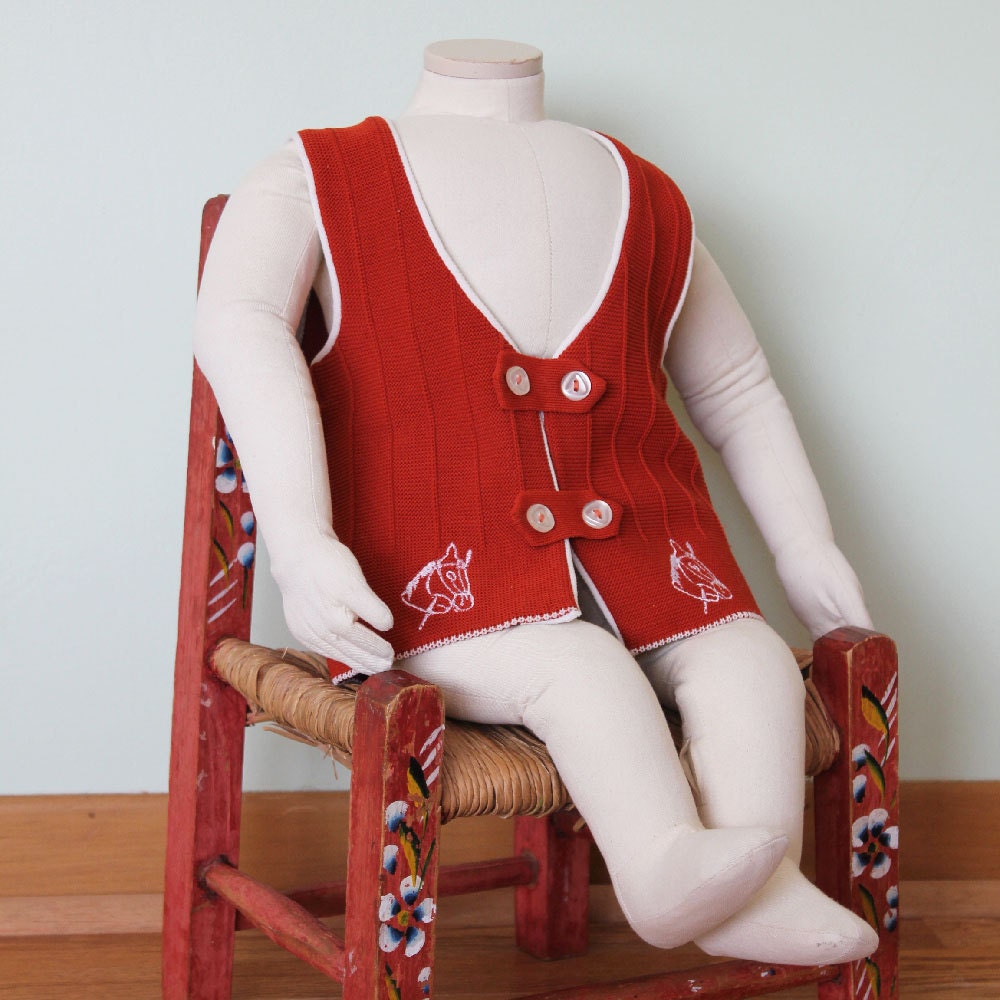 Vintage 1970's Baby Cowboy Vest with Horse Motif, 6-12 month size
