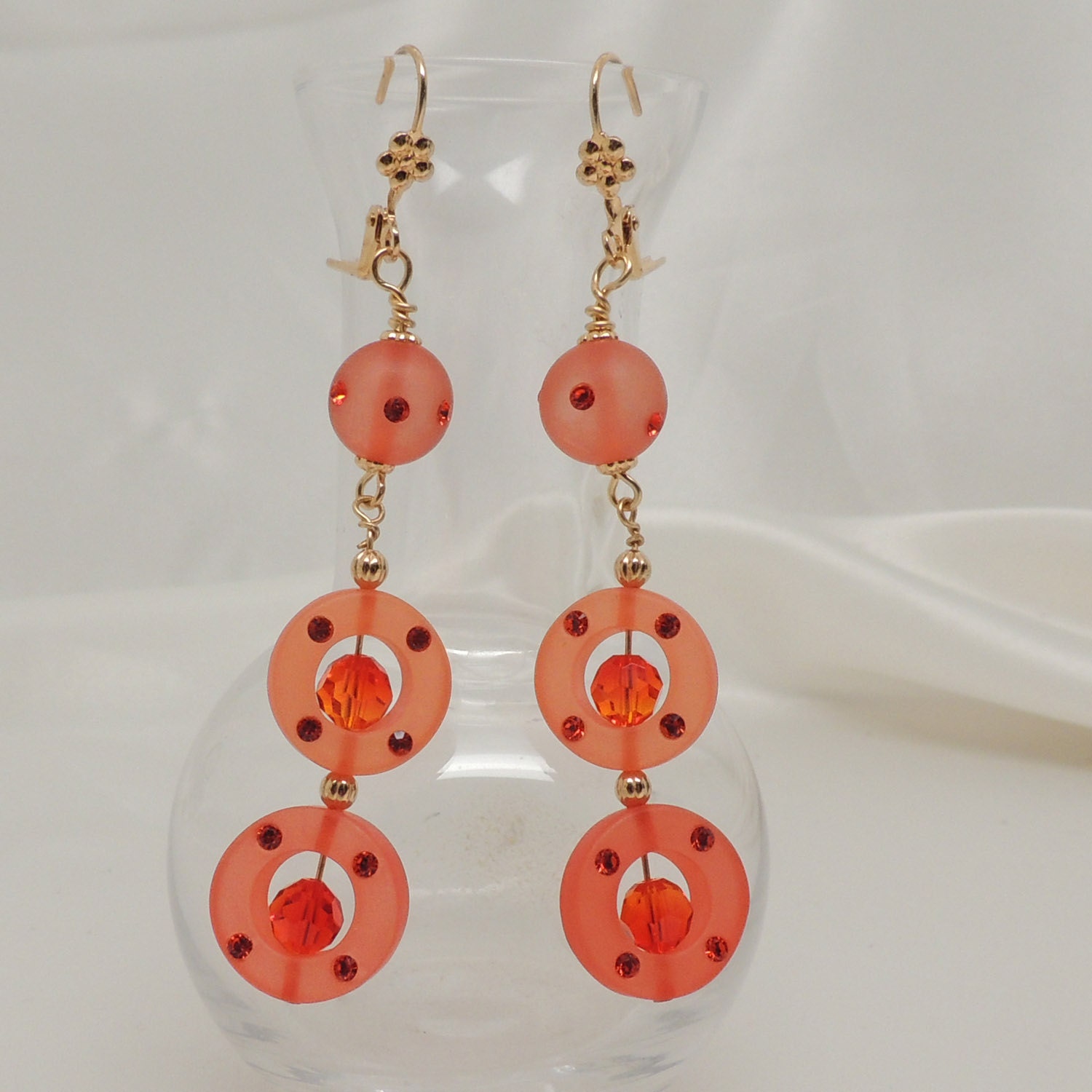 Orange Crystal Dangle Earrings