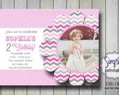Pink Chevron Girls Birthday Invitation Il_170x135