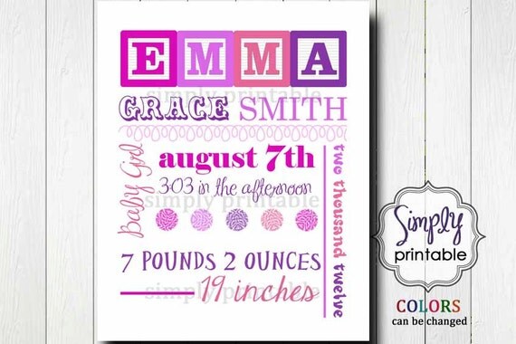 8x10 Birth Announcement Print Il_570xn