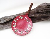 Vintage Crumb Catcher Silent Butler Toleware, Shabby Chic Kitchen, 1950s Home, Maroon, Pink Green