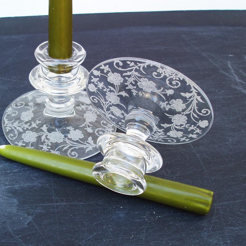 Fostoria Crystal Vintage Candle Holders Glass Candlesticks Crystal Tableware Buttercup