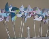 Baby Shower Favors -12 Mini Pinwheels (Custom orders welcomed) BABY LOVE