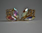 Vintage 1960s Earrings Aurora Borealis Rhinestone Wedding Bridal Fashions