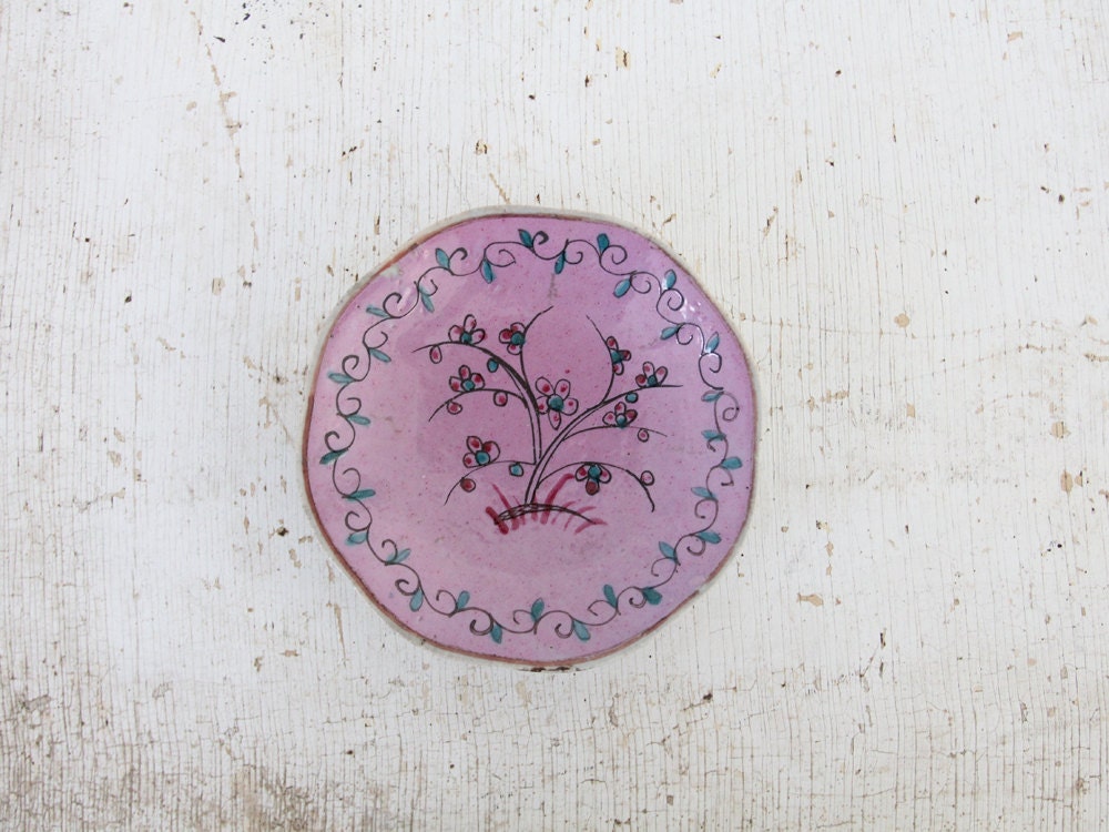 Vintage Painted Plate / Small Hand Painted Dish