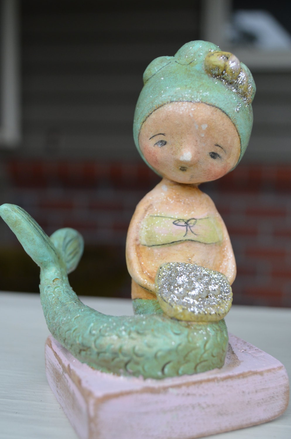 Mermaid 1 Paperclay Folk Art Doll