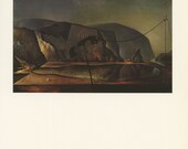 Beach Scene with Telephone, Modern Art, Dali, Antique Print, USA, 1972