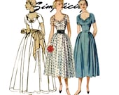 Formal Evening Gown Pattern Simplicity 3168 Junior 1950s Sweetheart Neckline Full Skirt Dress Bust 29 Womens Vintage Sewing Pattern