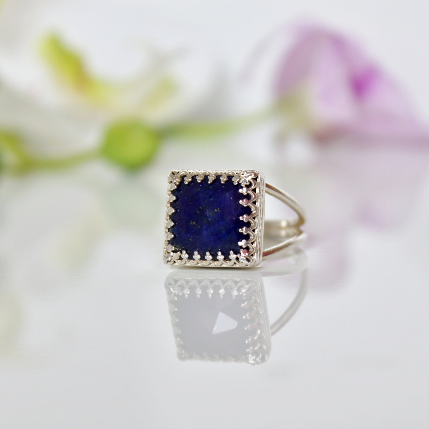 lapis ring,september birthstone ring,gemstone ring,sterling silver ring,semi precious ring,silver jewelry