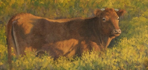 How Now Red Cow oil painting