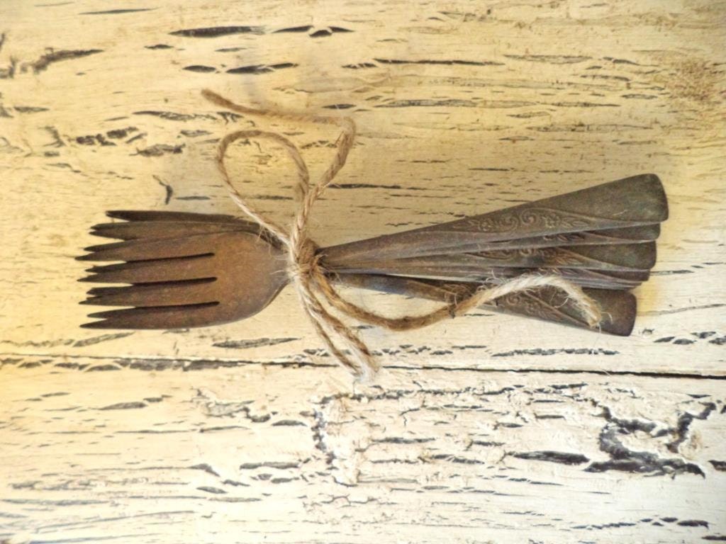 Tarnished Silver Forks - Set of 8 Matching Silver Plate Forks - Beautiful Patina