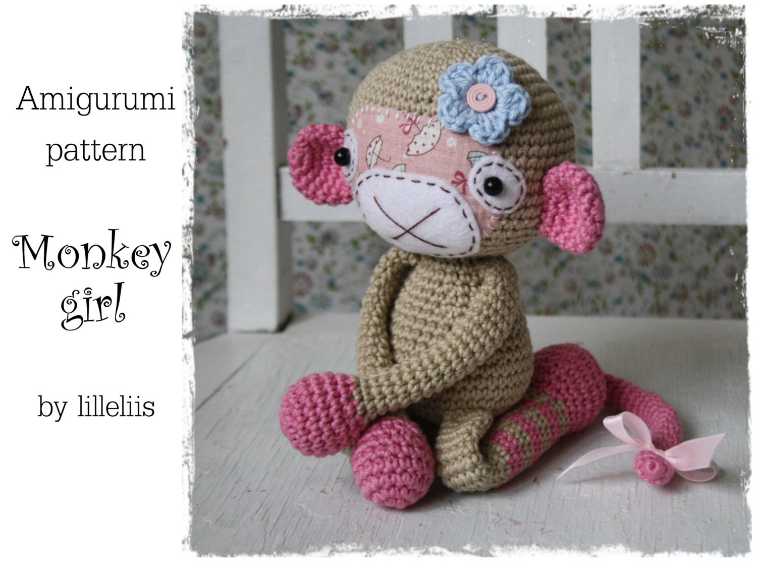 PATTERN - Monkey girl, crochet amigurumi toy