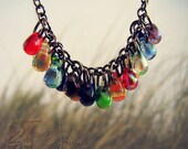 LGBT Aspie Autism Chakra Bracelet - Crimson Red Orange Yellow Emerald Green Turquoise Blue Indigo Violet Rainbow - Rain Drops
