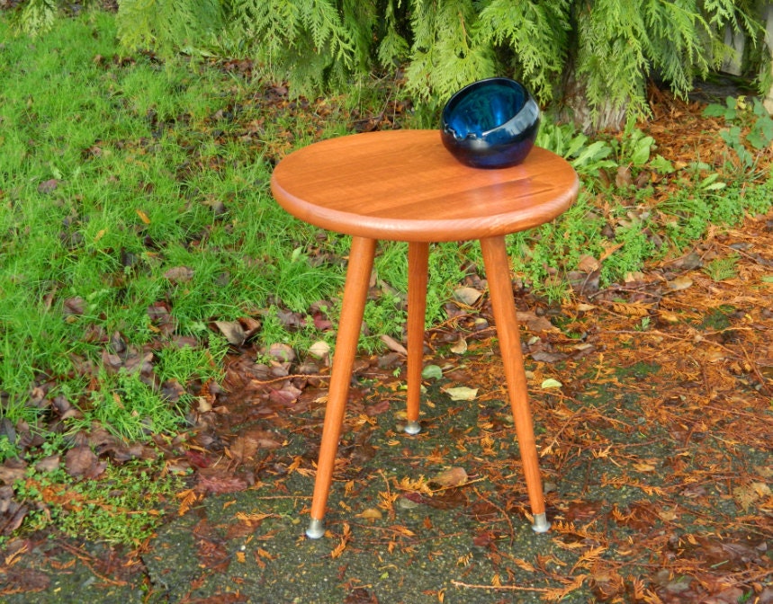 Mid Century Inspired Round Side Table / End Table