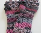 Purple, Pink and Grey Crocodile Stitch Armwarmers K6
