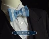 Self tie / Men's Bow Tie / cotton stripe, blue / freestyle, classic bowtie, for him