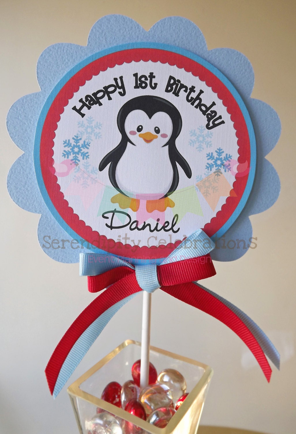 Red and Blue Penguin Smash Cake Topper Il_170x135