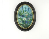 vintage flower painting in black frame by gonrowski CATHYS GNOME GARDEN
