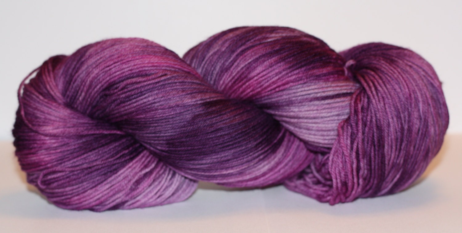 SALE MCN - Pampered Sock- 100 grams Color Purple Passion Hand Dyed Yarn - HauteKnitYarn