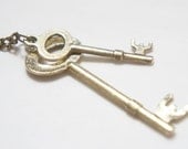 Vintage Style Room Keys Necklace Antiqued Brass