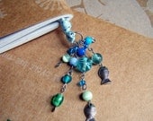 Fish Bookmark Blue Glass Beaded Ribbon Book Thong