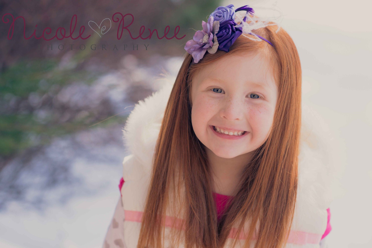 Purple Rose Feather Headband-Vintage Inspired Headband-Eggpland and Lavender