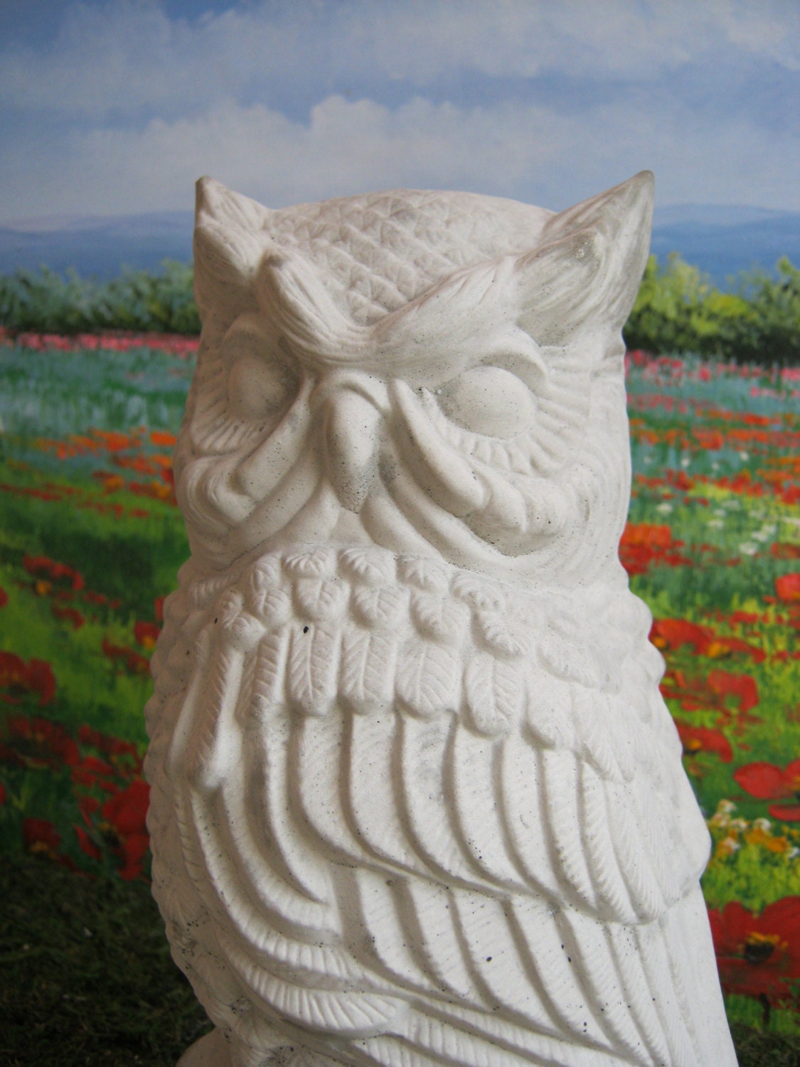 Owl Sculpture Cast In Stone, Large Wise Owl Statue