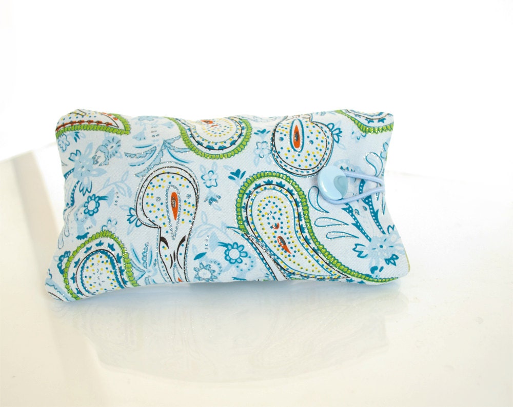 Pale Blue Paisley Sunglasses Case, Eyeglasses Case, Pouch