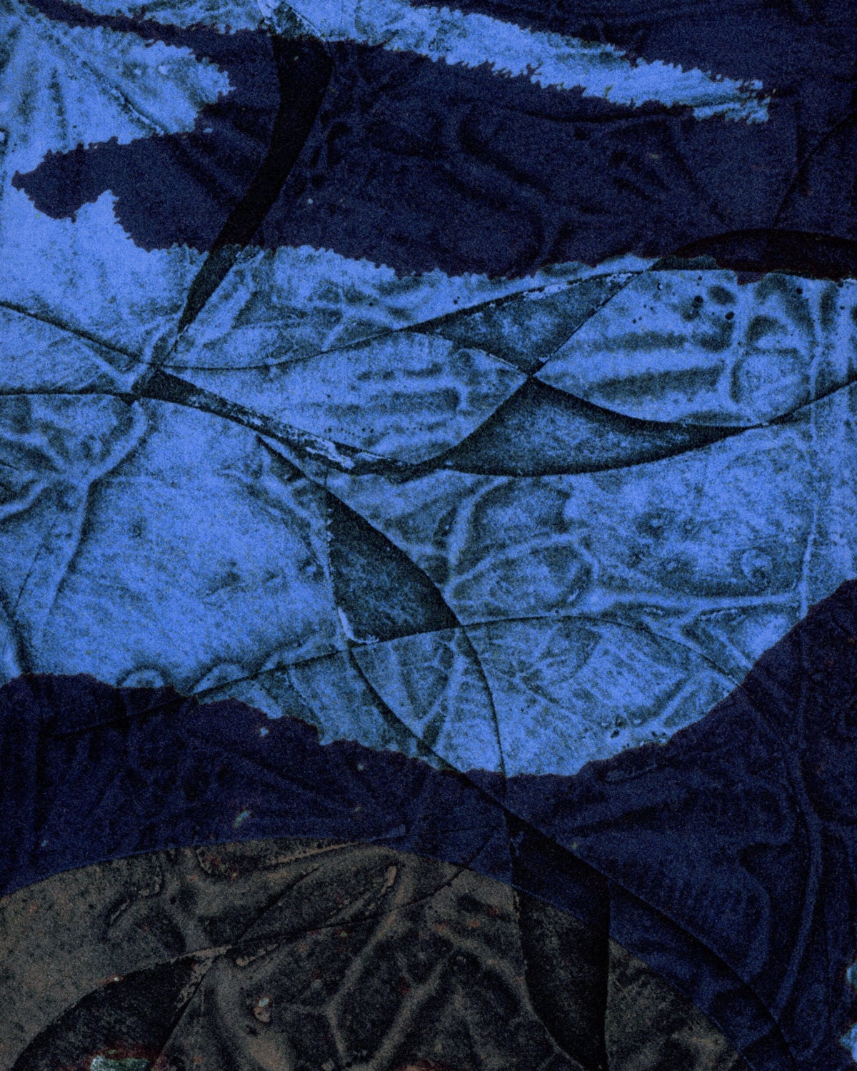 8x10 Abstract Fine Art Collograph Giclee Print Blue