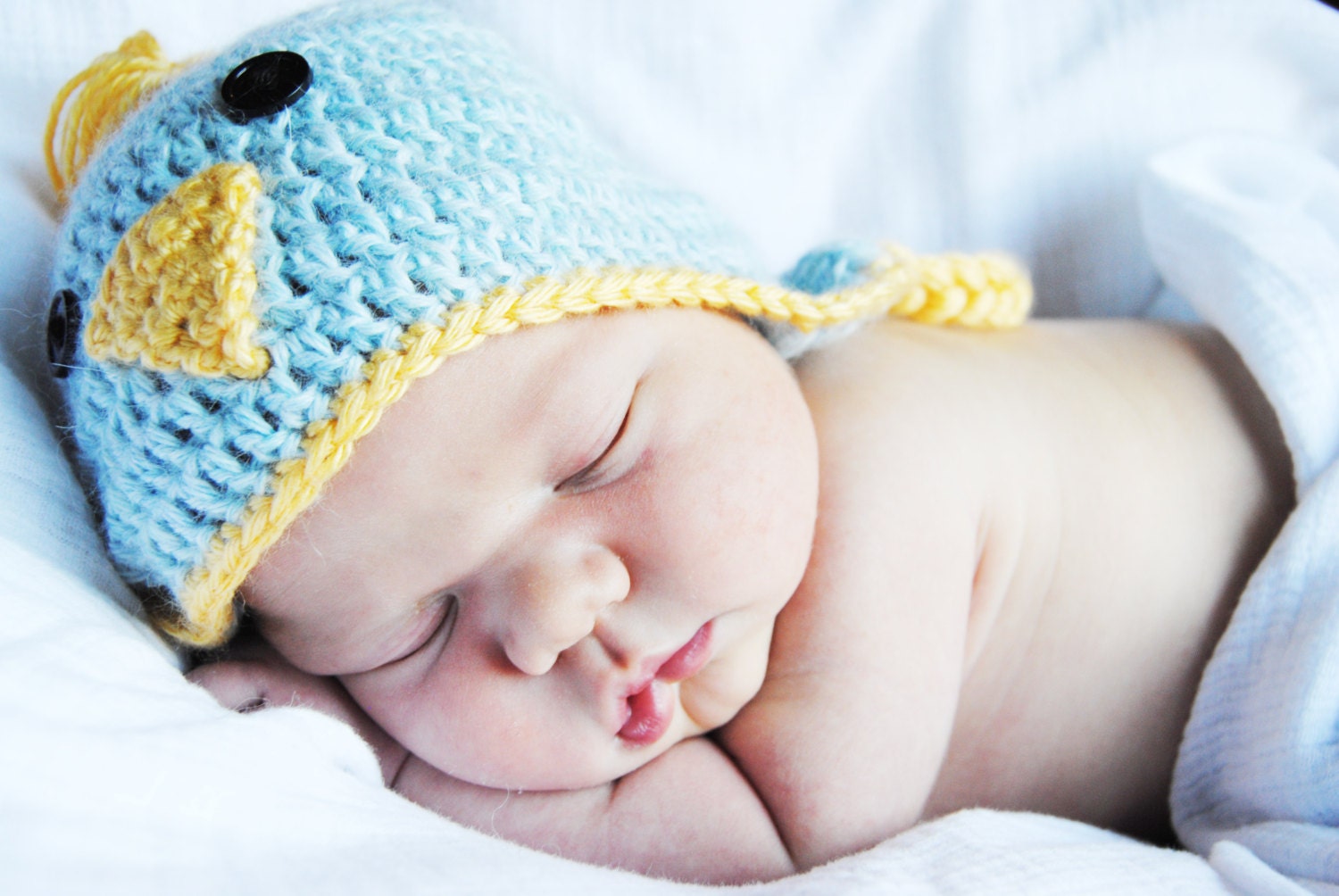 Newborn Blue Bird Alpaca Hat and Diaper Cover Photo Prop