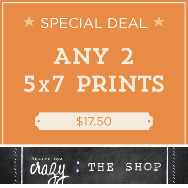 Any two 5x7 recipeforcrazy prints - special deal