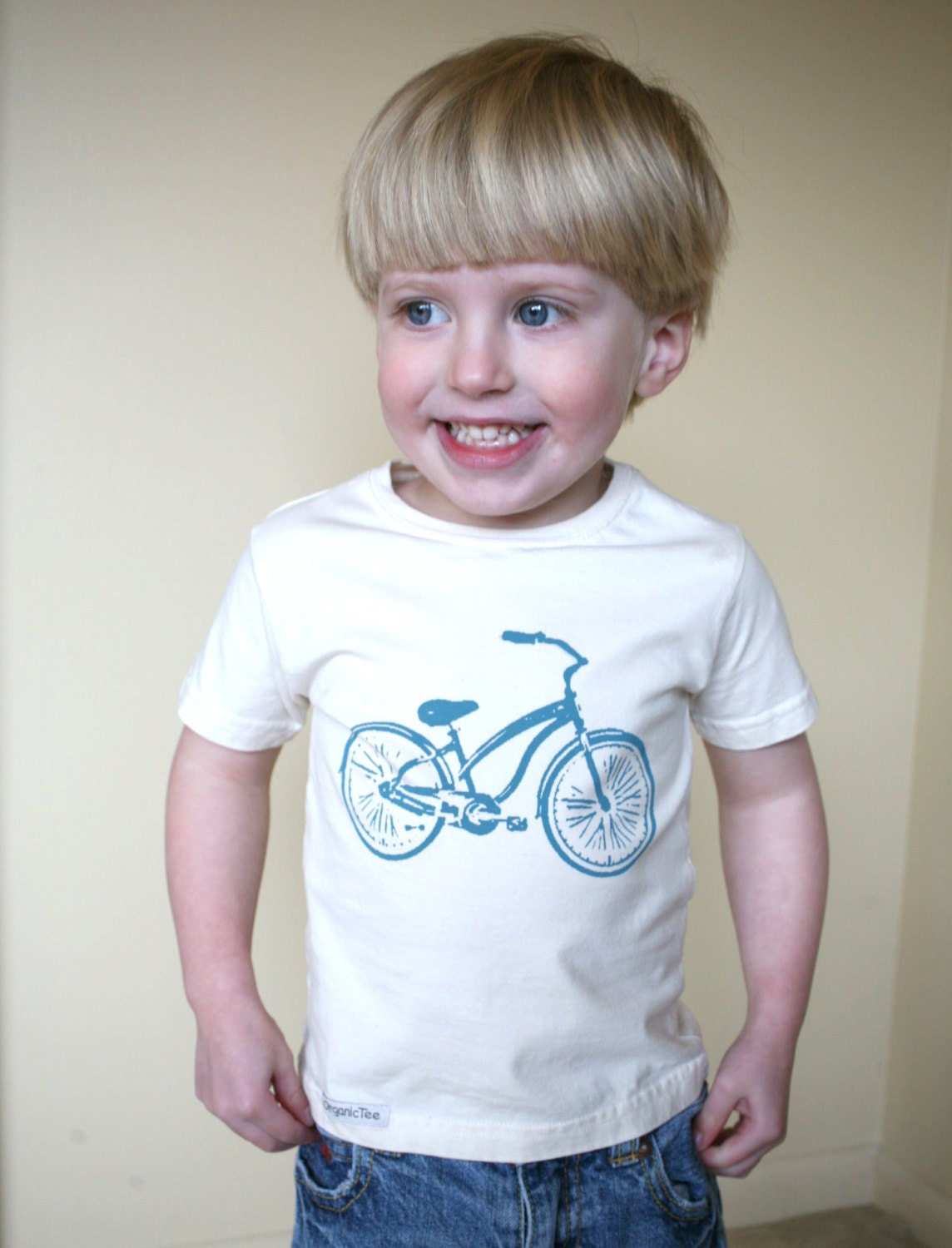 Natural Bicycle in Teal Toddler Shirt - Organic Clothing Bike Tee - Fair Trade Certified- Eco friendly 2T , 4T , 6T Children's Clothes