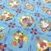 Blue Cotton Fabric Farmhouse Folk Country Cottage Chic Clipper Ships Houses Clocks Roosters Fruit Flowers Destash Yardage