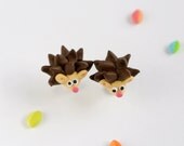 Hedgehog Post Earrings - Cute Animal Jewelry - Woodland Series